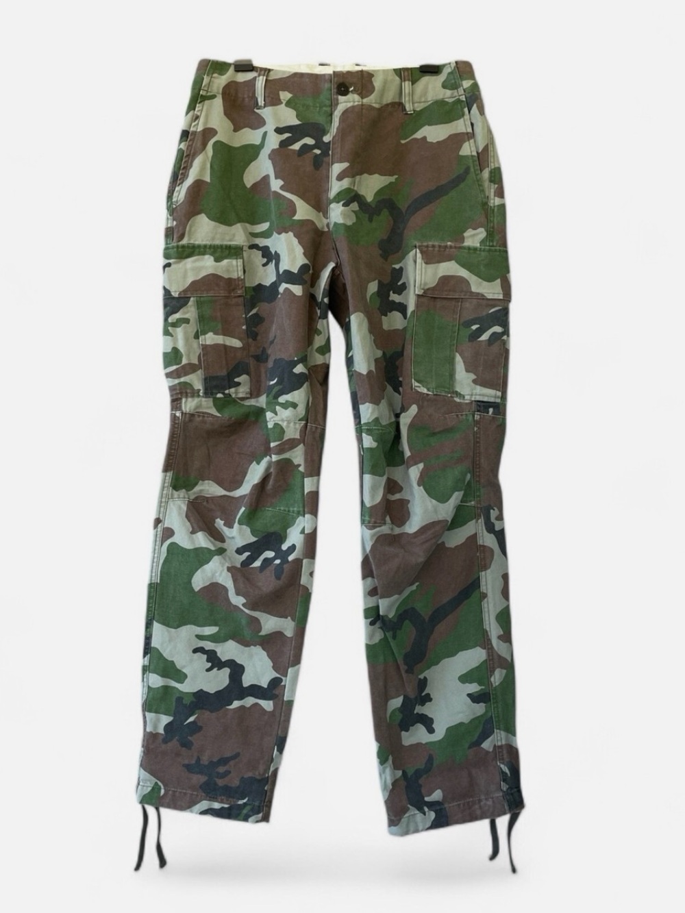 Pacsun Vintage Style Cotton Woodland Camo Cargo Combat Pants Tie Ankle - 28 x 30